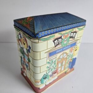 Vintage M&M's Post Office Advertising 1995 Metal Tin Can Storage Container
